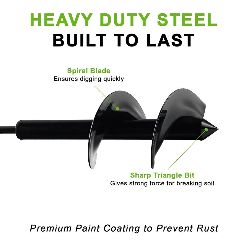 Genubi Industry 4 x 12 Inch Auger Drill Bit for Planting, Garden Spiral Drill Bit Rapid Bulb Planter Drill Auger for Planting Bulb Flower, Bedding Plant, Post or Umbrella Hole Digger for 3/8" Hex Drive - Image 5